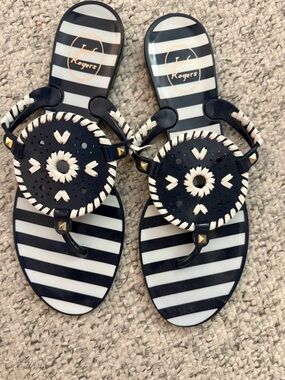 Jack Rogers Navy and White Striped Jelly Sandals